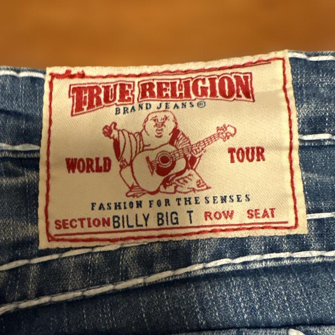TRUE RELIGION ストレートブルーデニムBIG T 白ステッチ　正規品