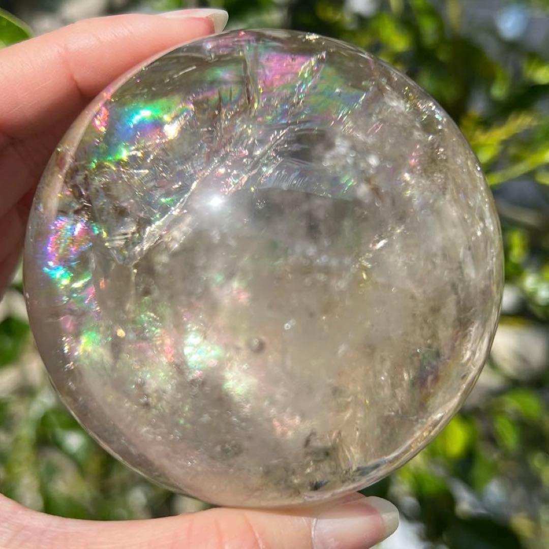 ✨存在際立つ美しさとハイパワー❗✨最高級 ライトニング水晶 丸玉 天然石 原石