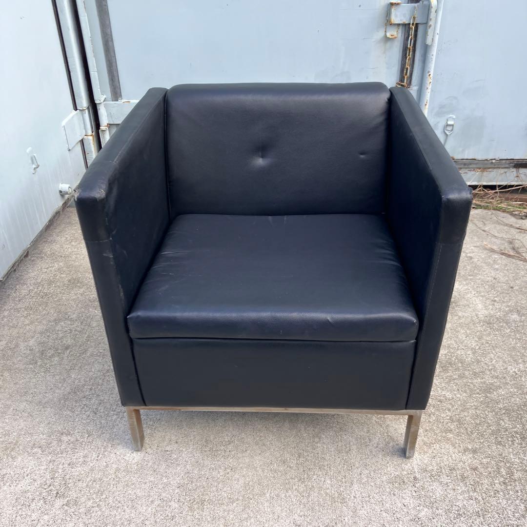 北欧レトロ アイアンフレーム ボックスソファー アームチェア 一人掛けソファー