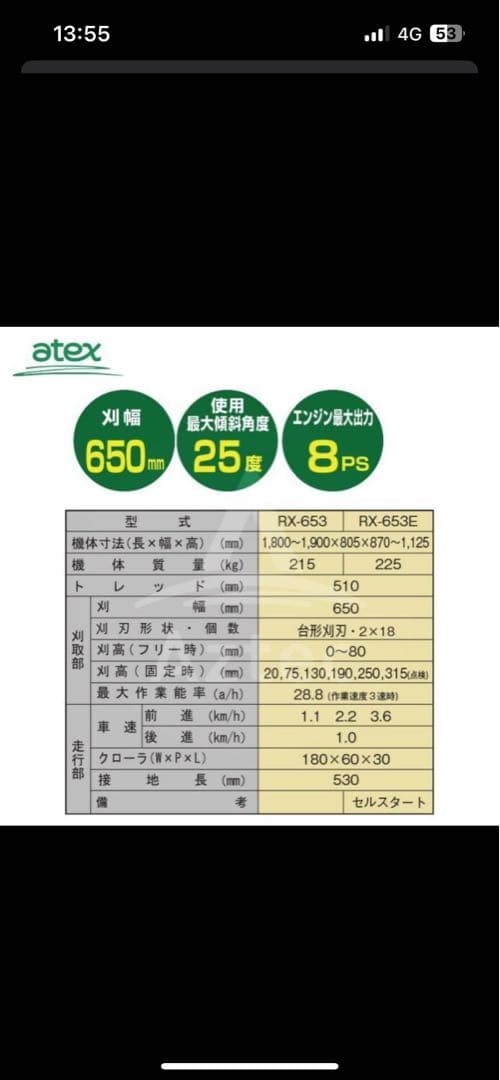 atex RX-653 歩行型草刈機　ハンマーナイフ