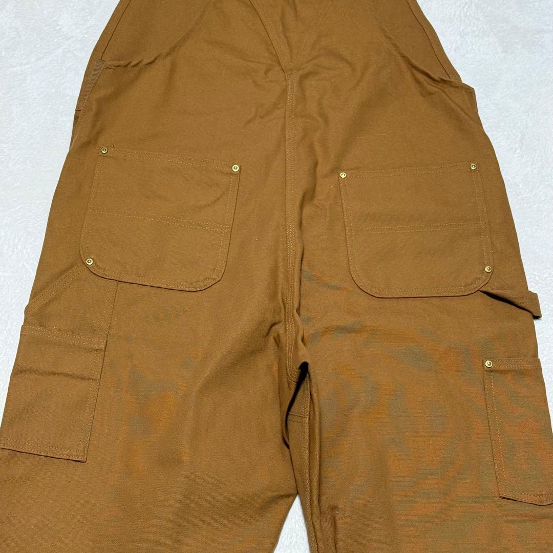美品　カーハート　メキシコ製　ダック地オーバーオール　　ブラウン36×32