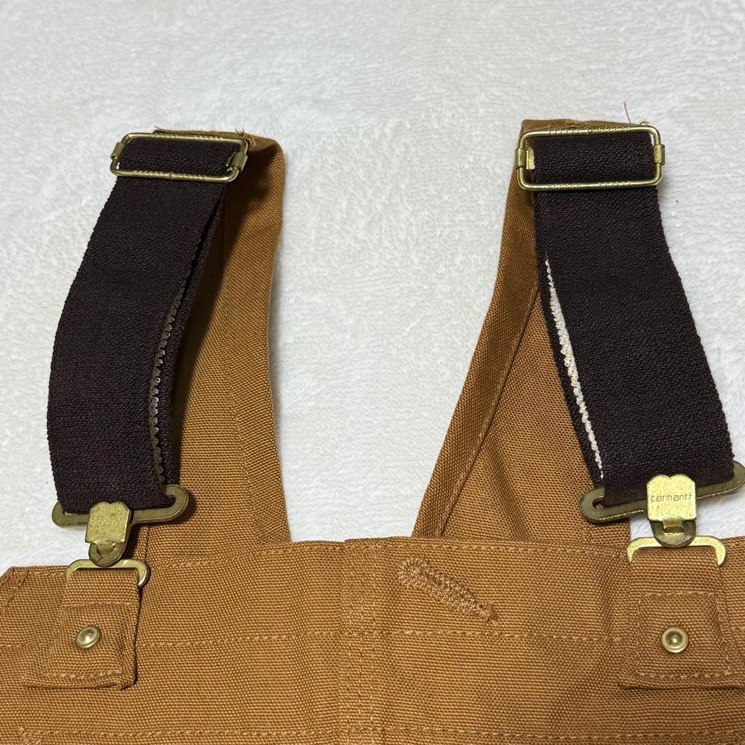 美品　カーハート　メキシコ製　ダック地オーバーオール　　ブラウン36×32