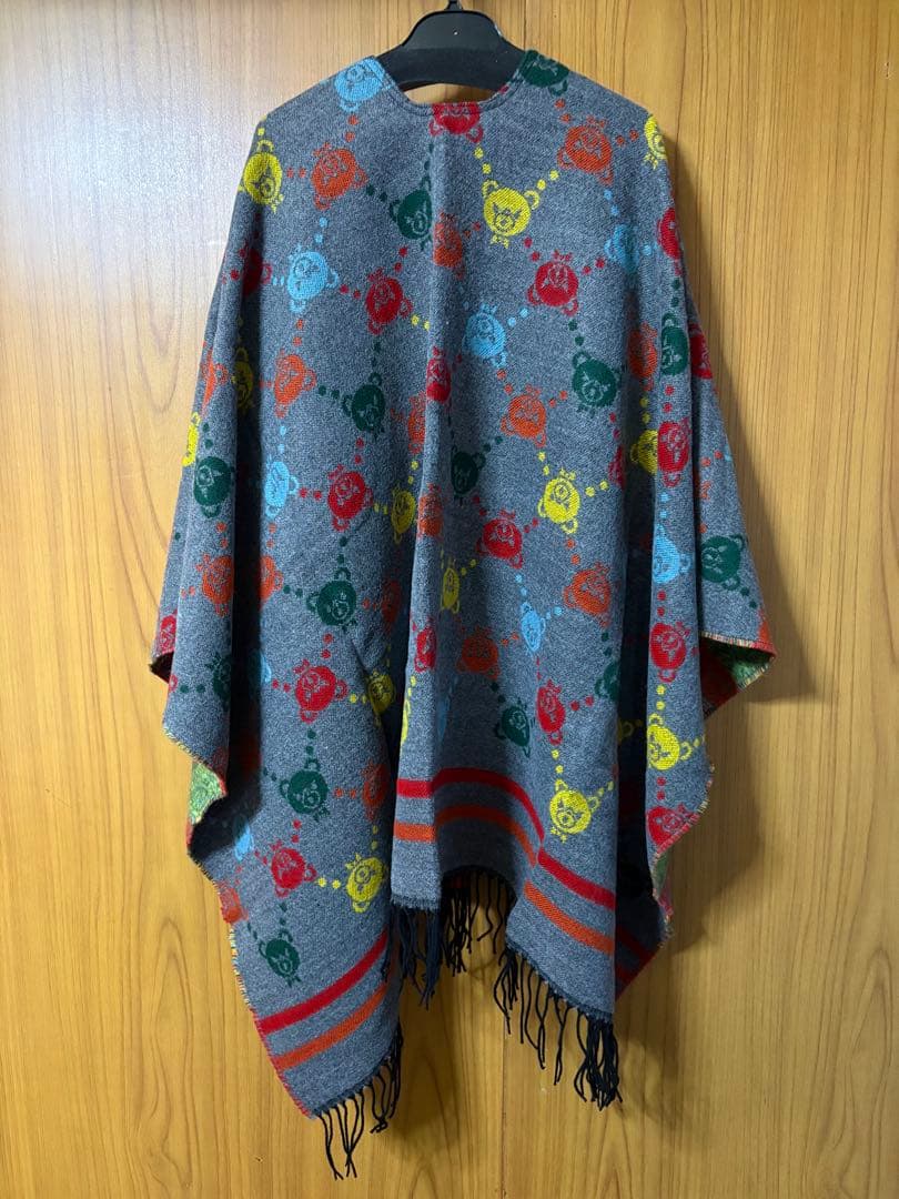 【ヒステリックグラマー】クマ模様フリンジ付きポンチョストール