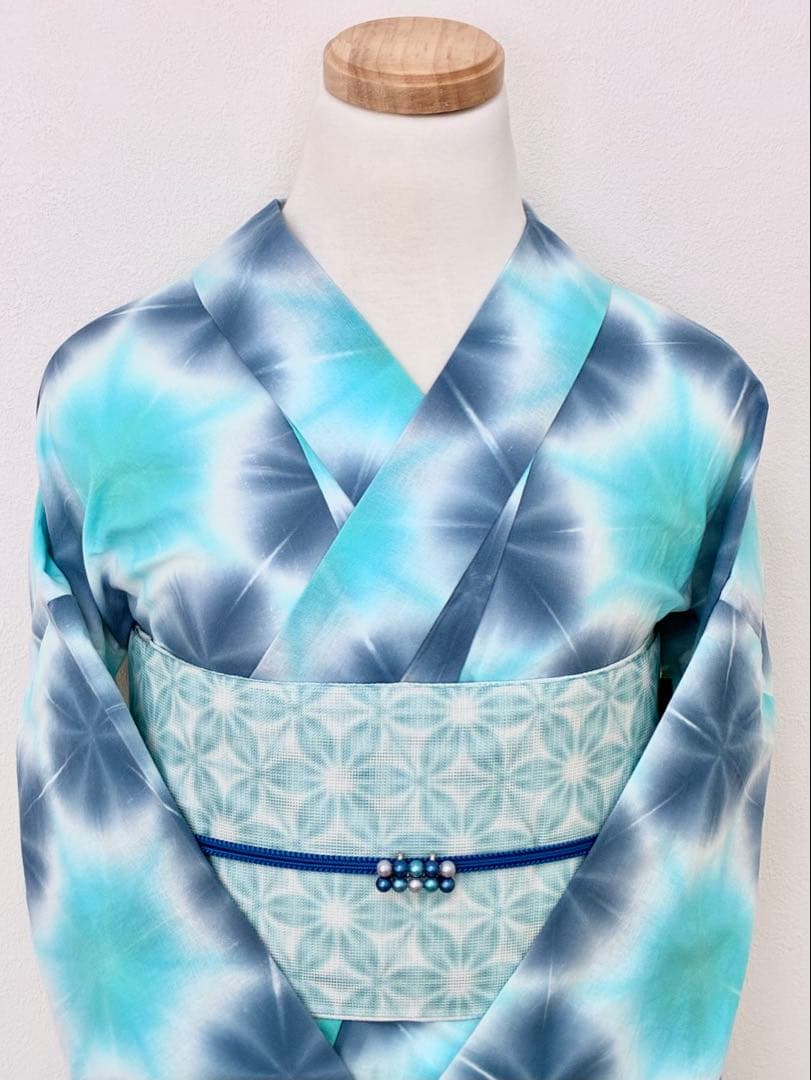 8の日セール　浴衣　雪花絞り　シャーベットカラー　裄67cm