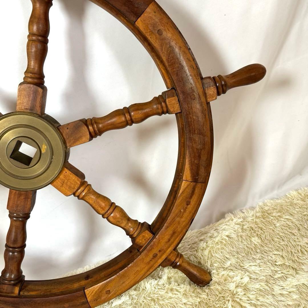 舵輪　木製　真鍮　直径74㎝