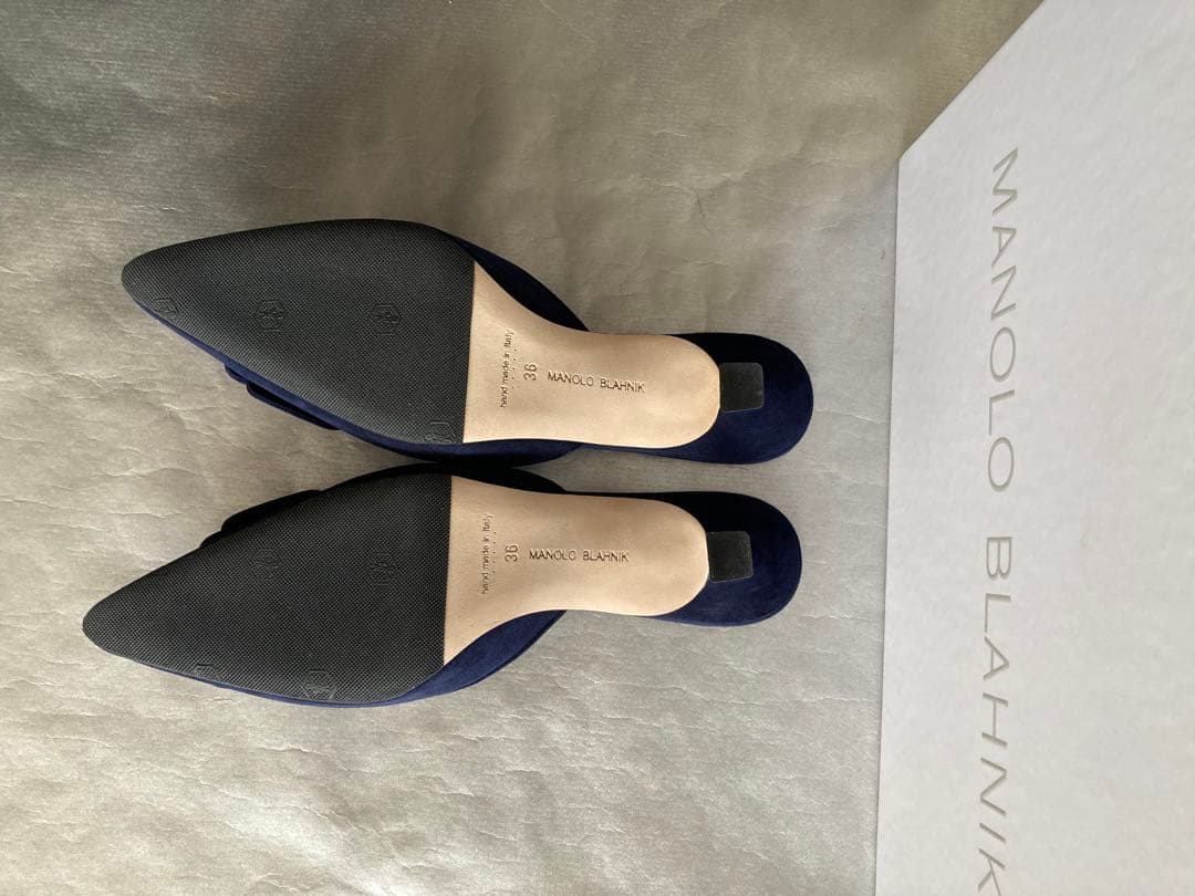 新品Manolo Blahnik Maysale 50mm ネイビー36