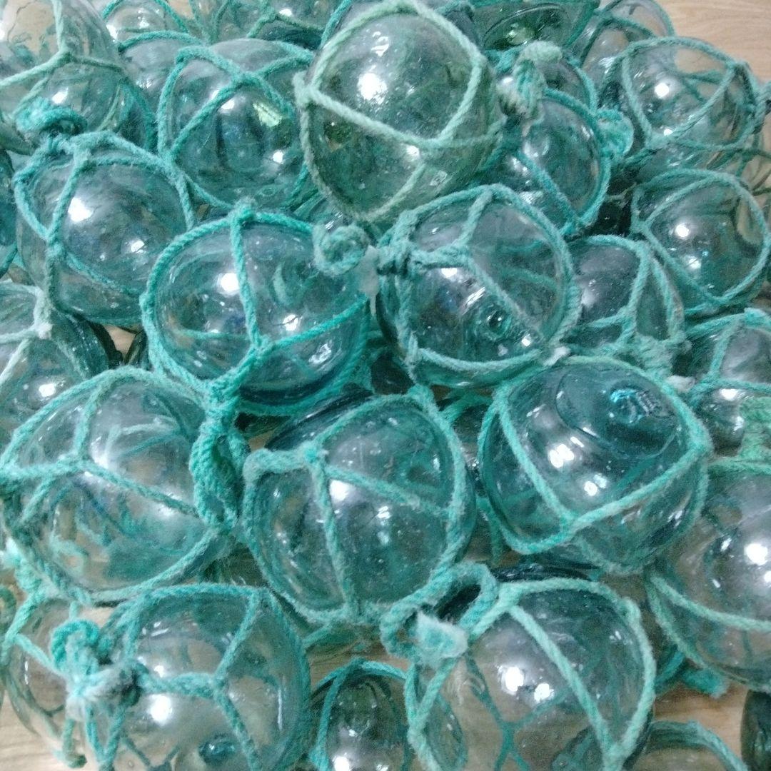 ガラス浮球　浮き玉　ガラス玉　漁具　 ９９個セット　網紐付き
