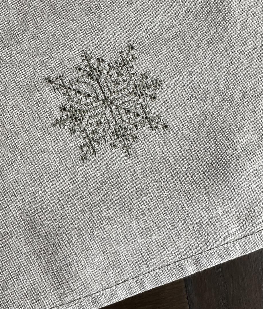 未使用☆激レア8万円☆パリ購入 フェズ刺繍リネン大判クロス ベッドスプレッド