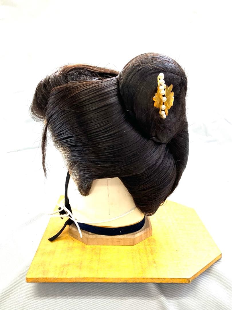 今西、小サイズ、夜会巻き、中古舞踊かつら、日本髪かつら、大衆演劇かつら、ケース付