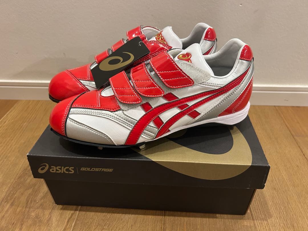 野球スパイク　27cm asics GOLDSTAGE スパイク 赤/白