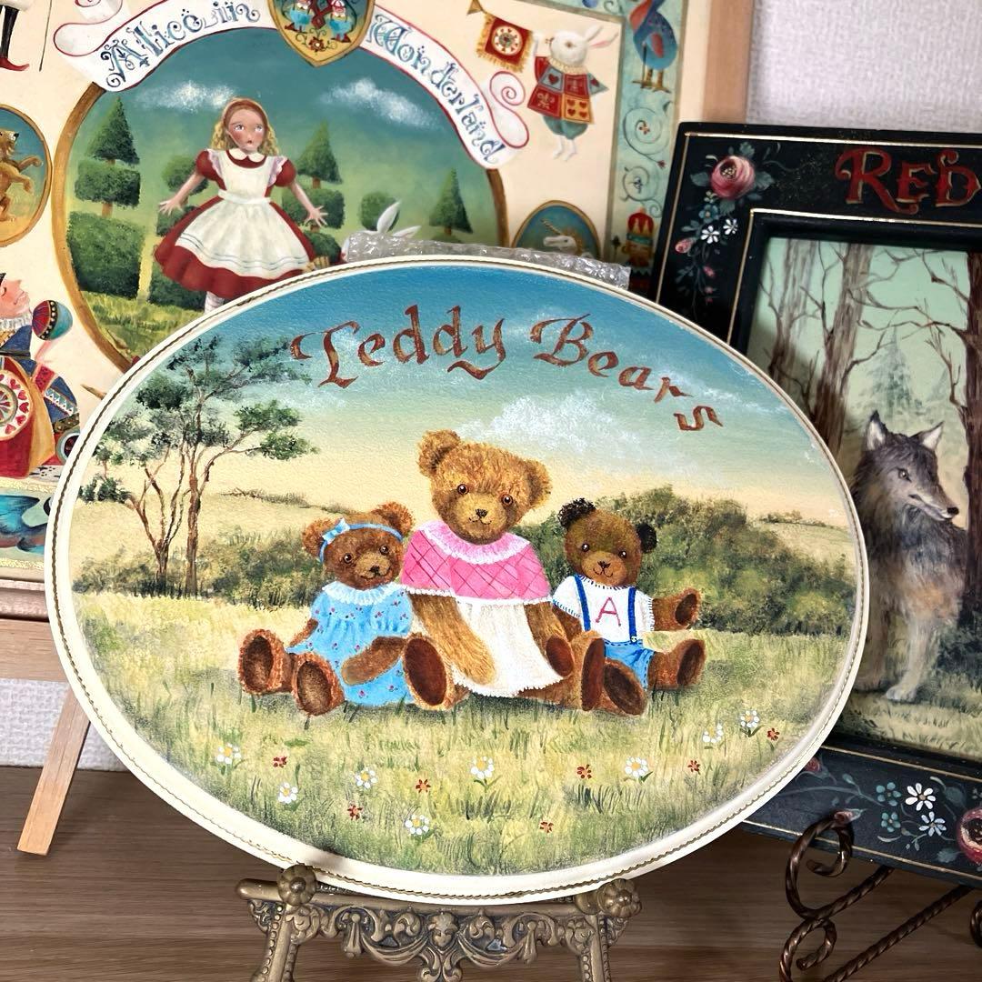 トールペイント作品　スリーベアーズのボックス　テディベア親子