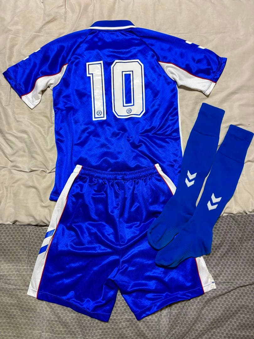 杉並高校サッカー部　ユニフォーム　L 光沢生地　ヒュンメル　ブルー　上下セット