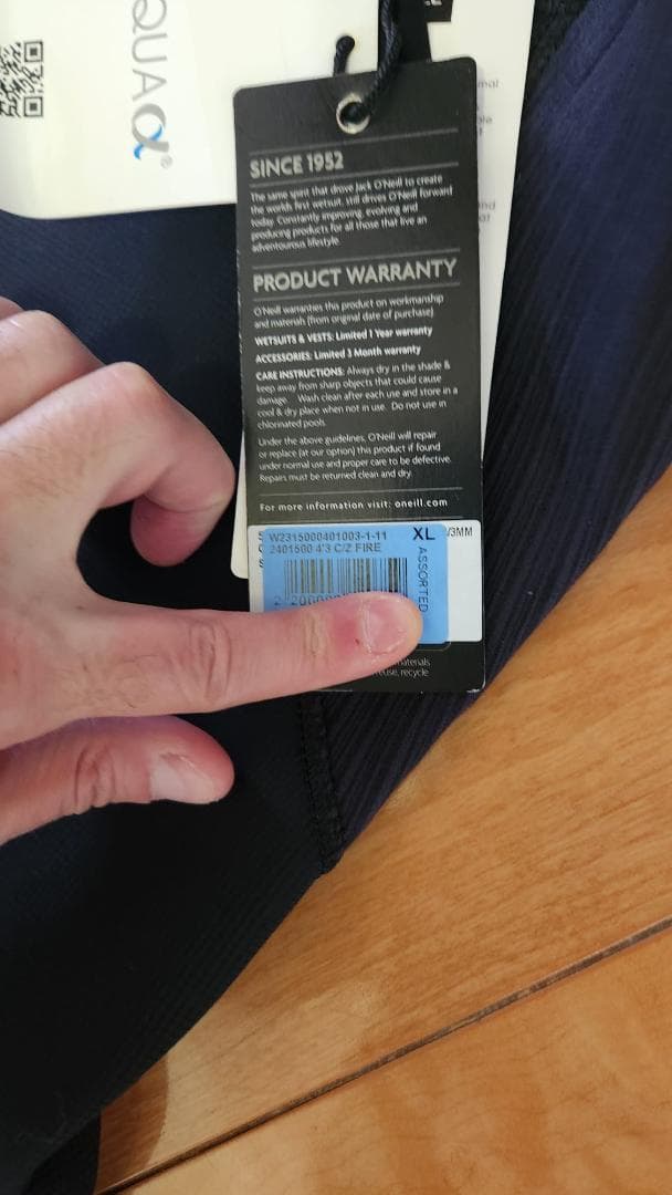 O'Neill Hyperfreak 4/3mm チェストジップ フル