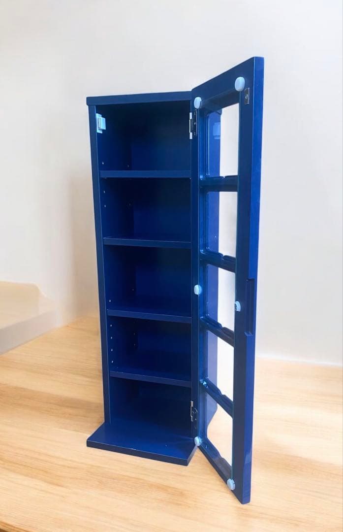 希少★青色廃盤商品　山善木製CDタワー　CDラック　FCDT-2680 DSG