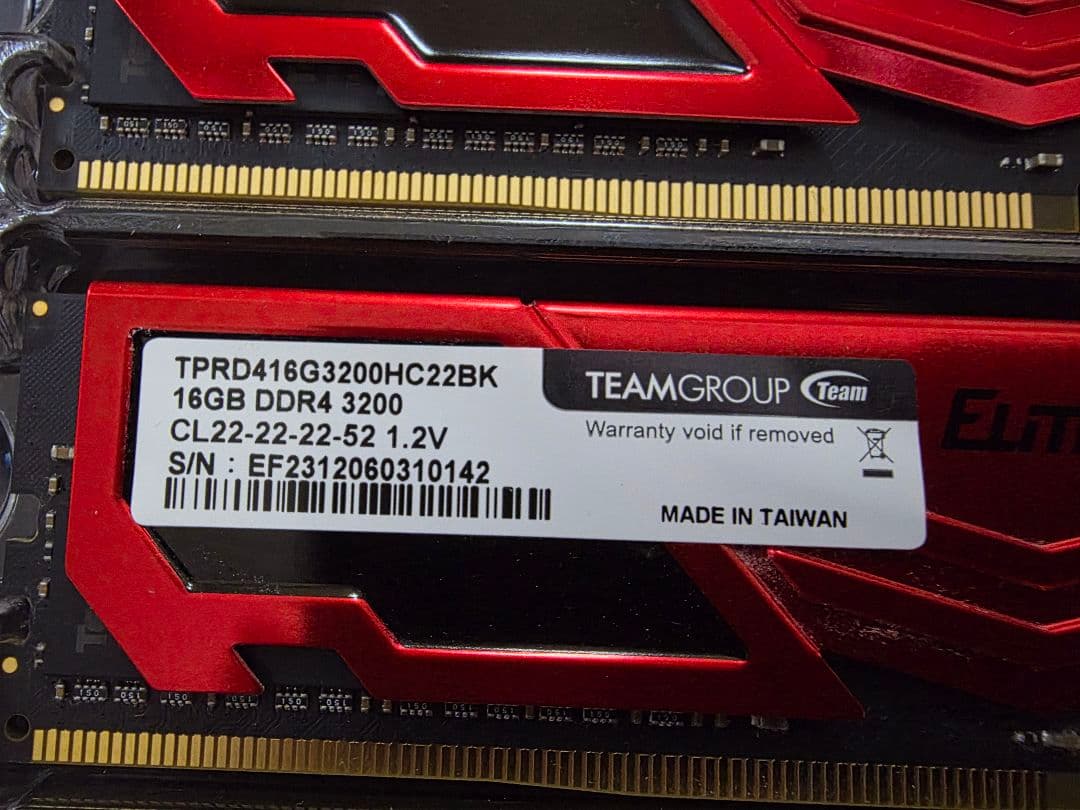 DDR4 32GB(16GB×2) 3200 TEAMGROUP Elite