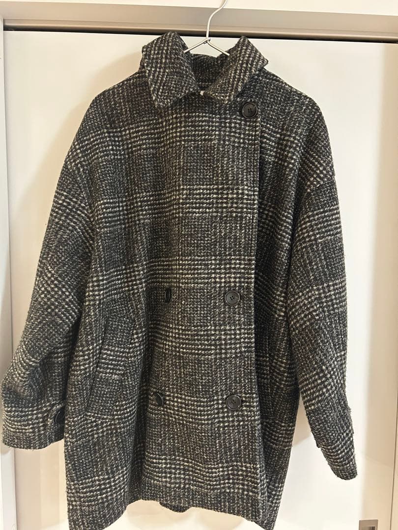 Spick&Span Wスライバーチェックハーフコート ブラック36