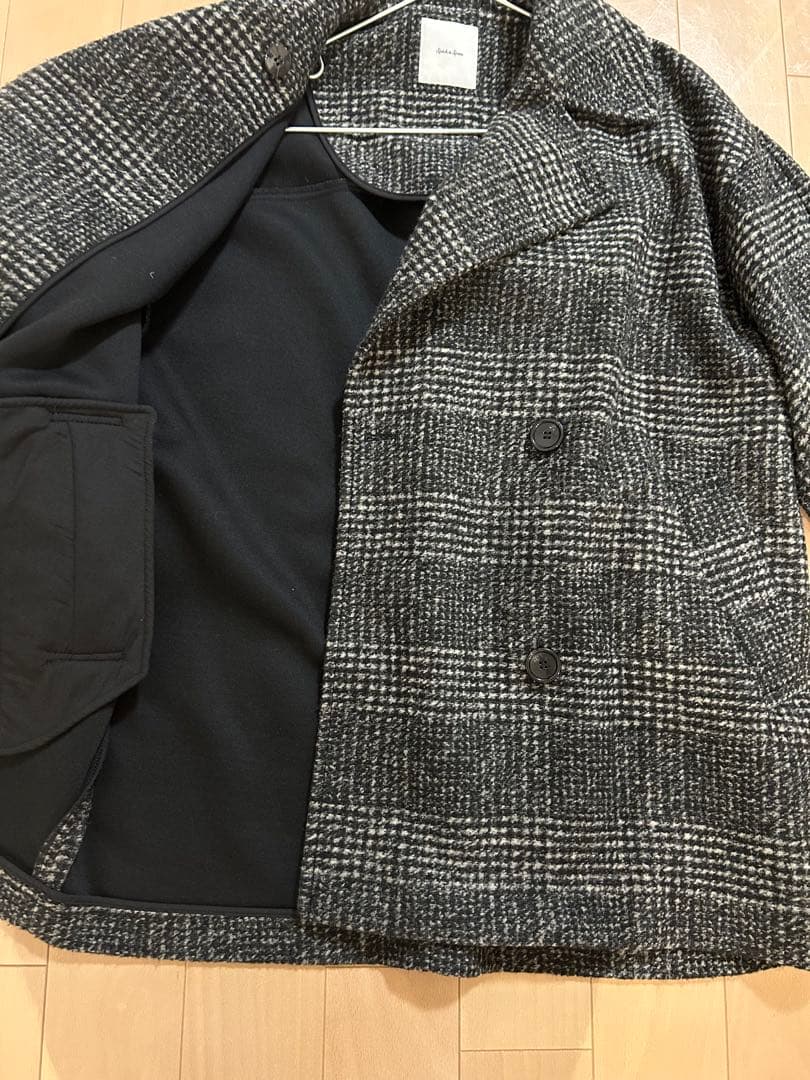 Spick&Span Wスライバーチェックハーフコート ブラック36