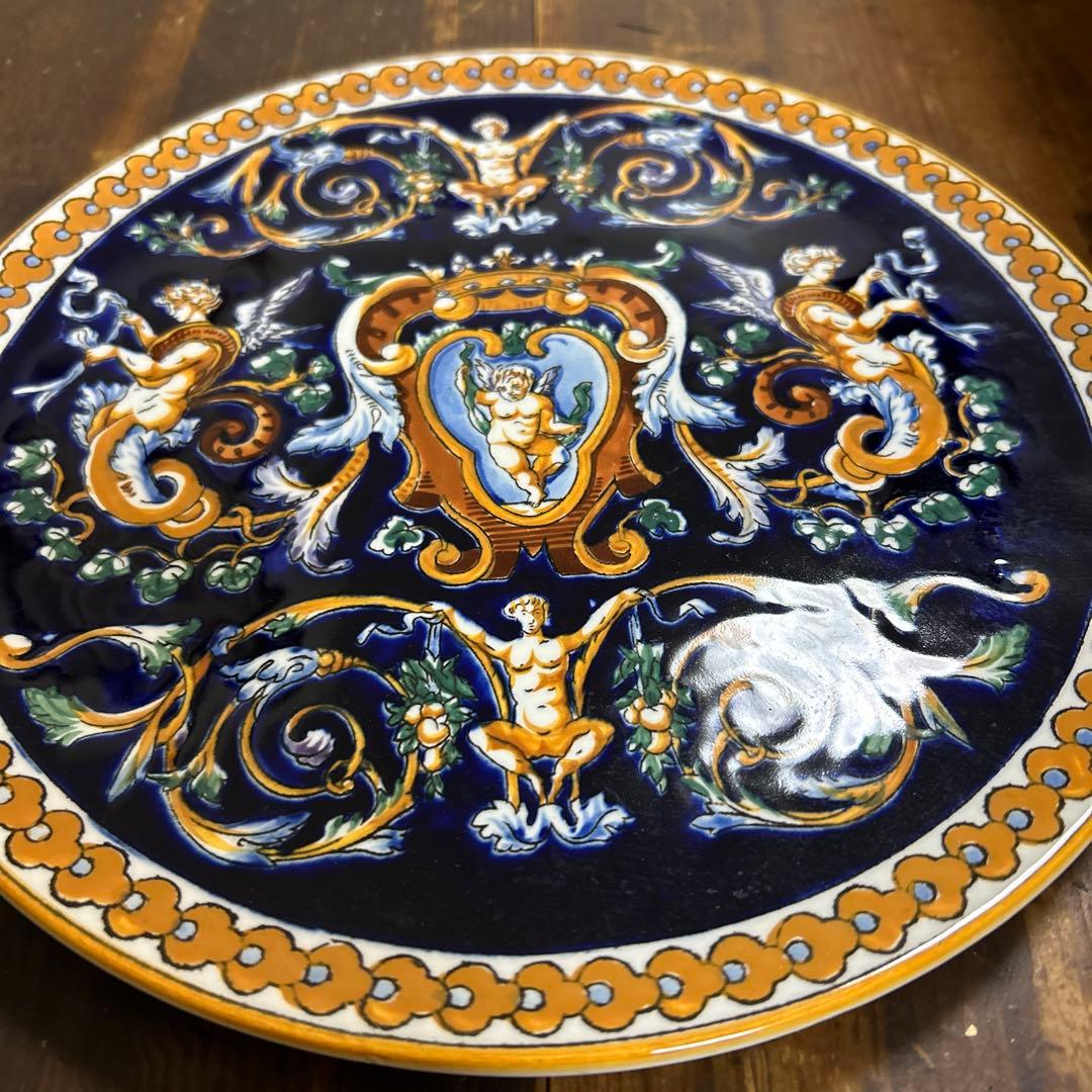 希少　ジアン　GIEN 飾り皿　ハンドペイント フランス　ルネサンス　1900年