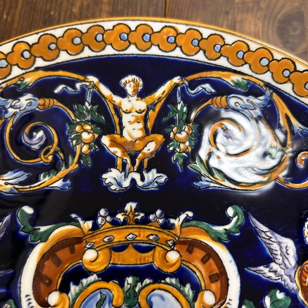 希少　ジアン　GIEN 飾り皿　ハンドペイント フランス　ルネサンス　1900年