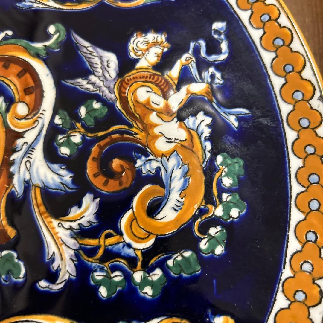 希少　ジアン　GIEN 飾り皿　ハンドペイント フランス　ルネサンス　1900年