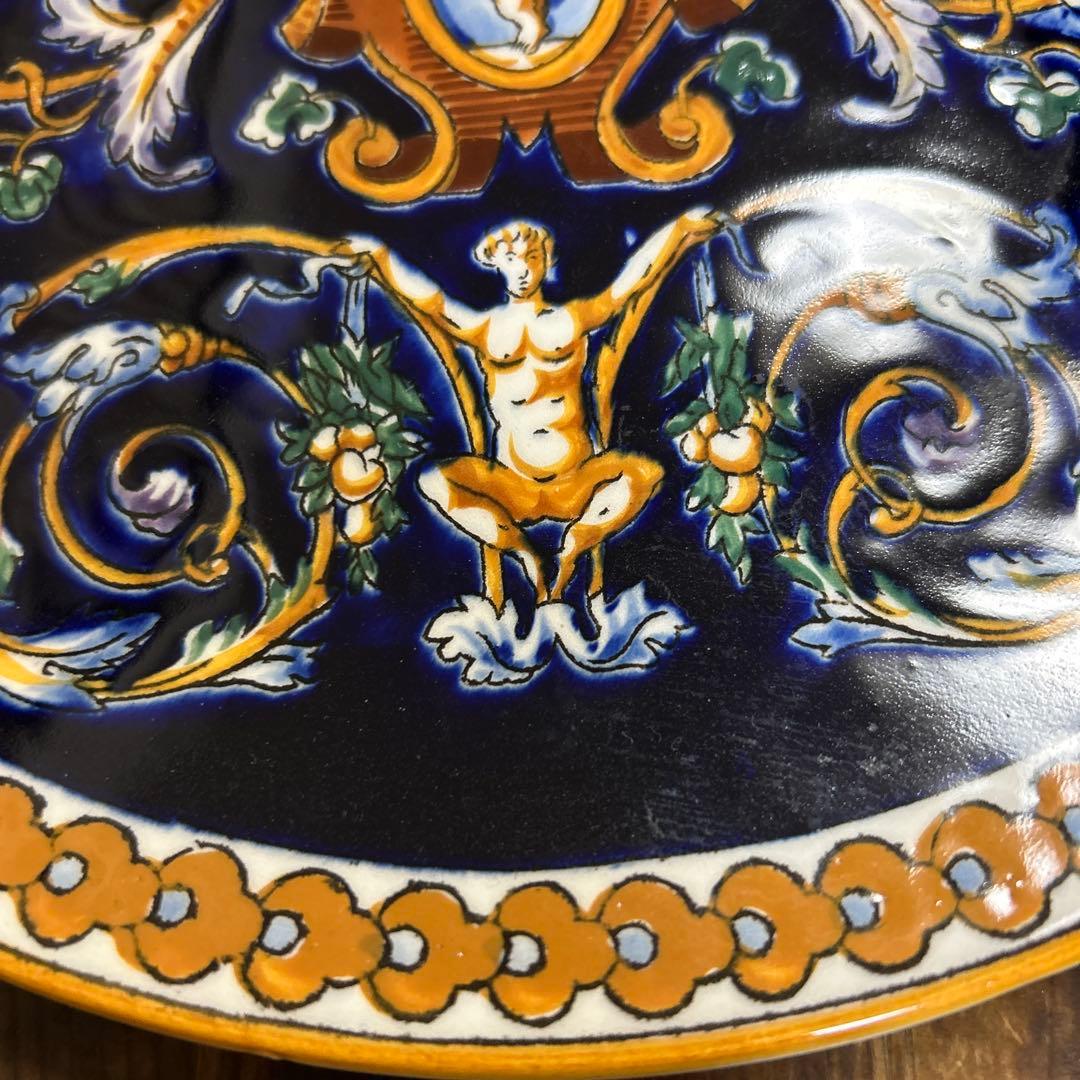 希少　ジアン　GIEN 飾り皿　ハンドペイント フランス　ルネサンス　1900年