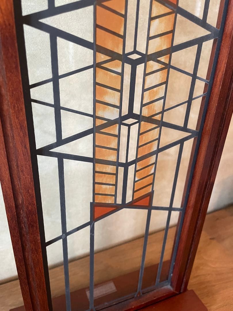 フランク・ロイド・ライト財団認定 ステンドグラス 銘板入り純正スタンド付
