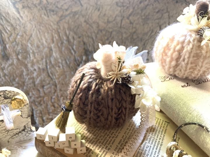 out  Natural  Halloween * *❁毛糸の優しいパンプキン❁