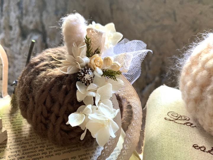 out  Natural  Halloween * *❁毛糸の優しいパンプキン❁