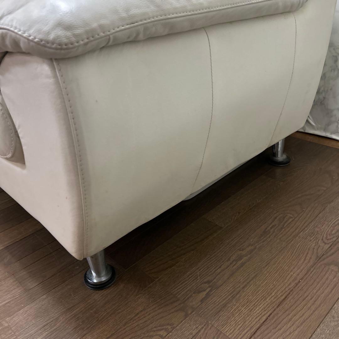 ホワイトレザー （本革）3人掛けソファ