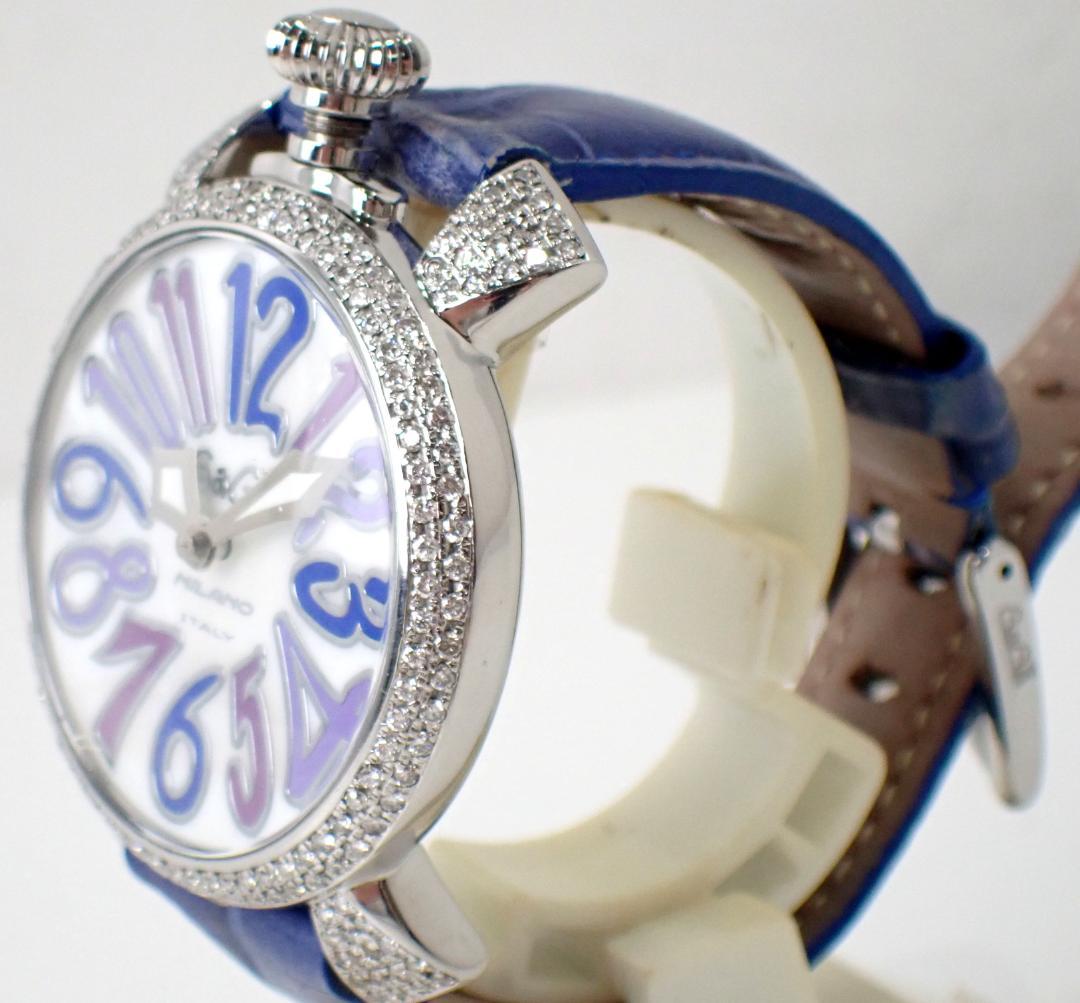 ガガミラノ マニュアーレ ダイヤ付き シェル文字盤 時計 クオーツ 40mm