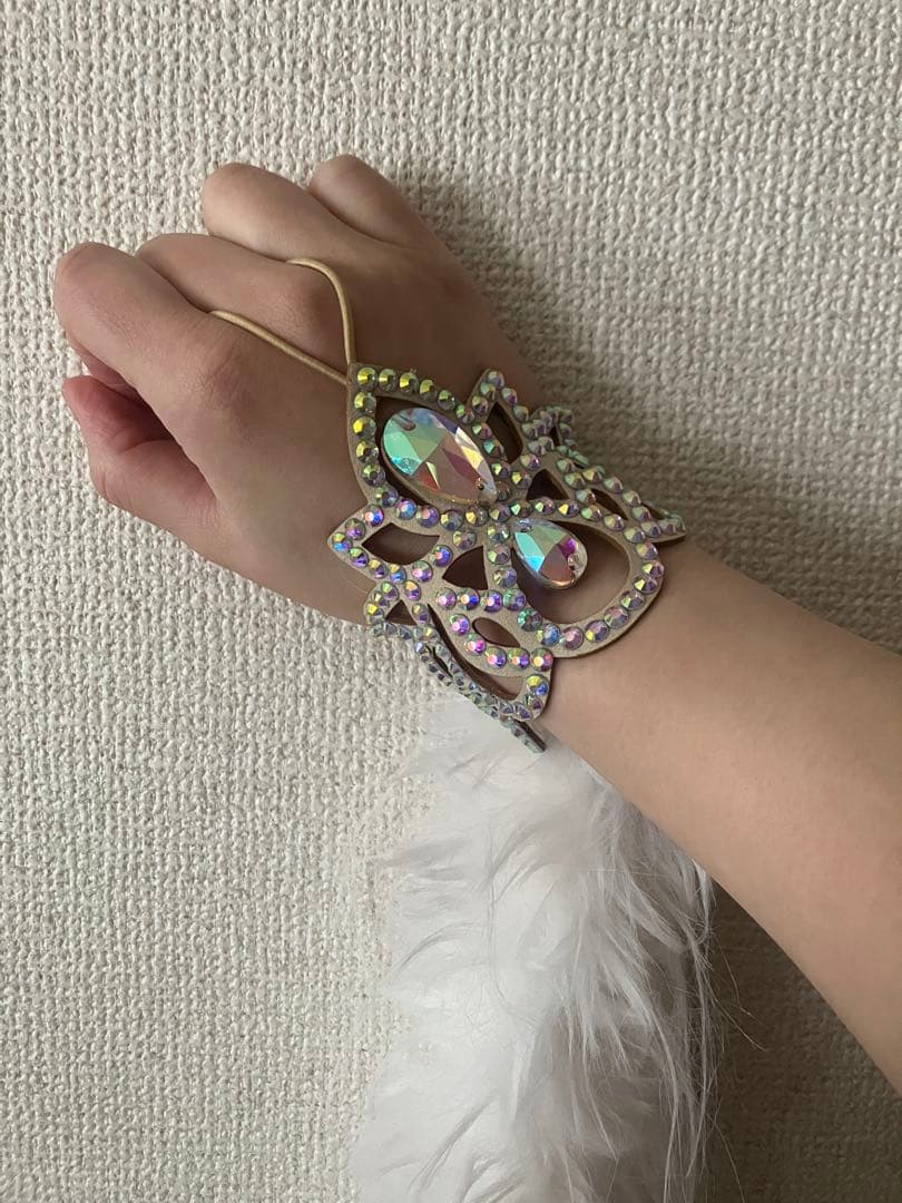 ホワイト 天然オーストリッチ　社交ダンス　フロート