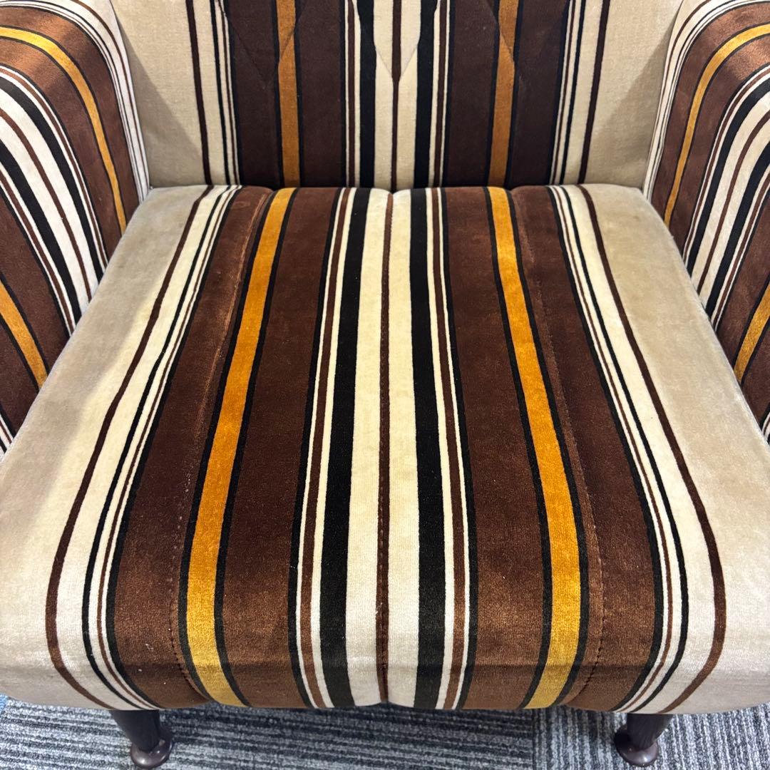 1人掛けチェア モケットソファ モケットストライプソファ レトロ ヴィンテージ