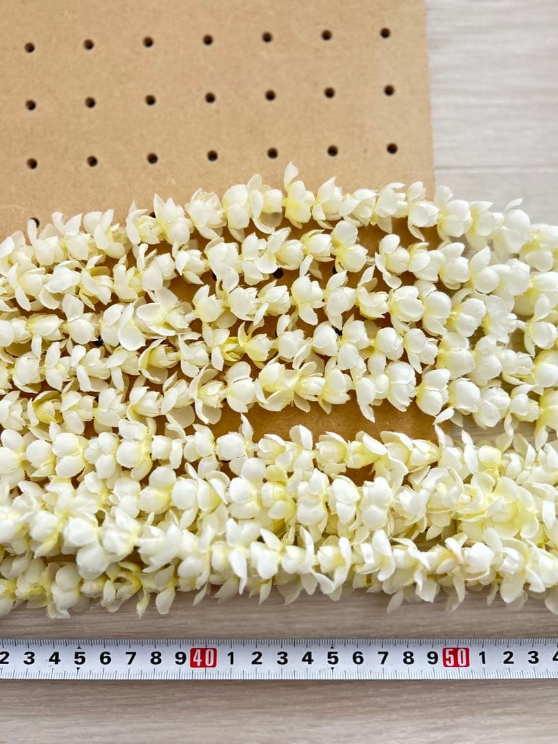 3058. フラダンス　タヒチアン　レイ　フラワーレイ　ピカケ　5連　ホワイト系