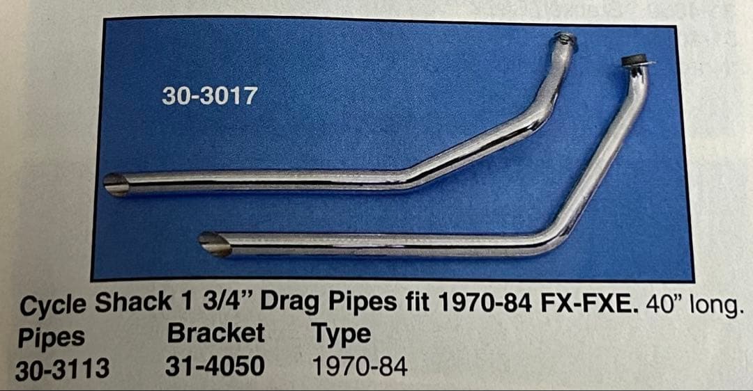 E*o様 ドラッグパイプ　ハーレーFX 70〜84ショベル サイクルシャックPH
