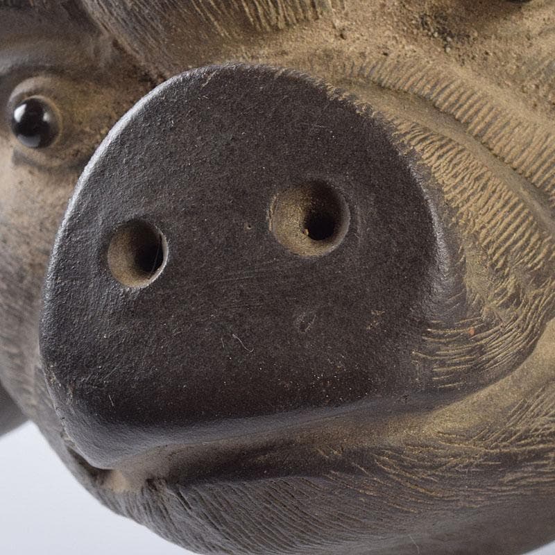 中国　古陶磁　陳鳴遠　朱泥　豚俑　陶俑　置物　V　9208AE