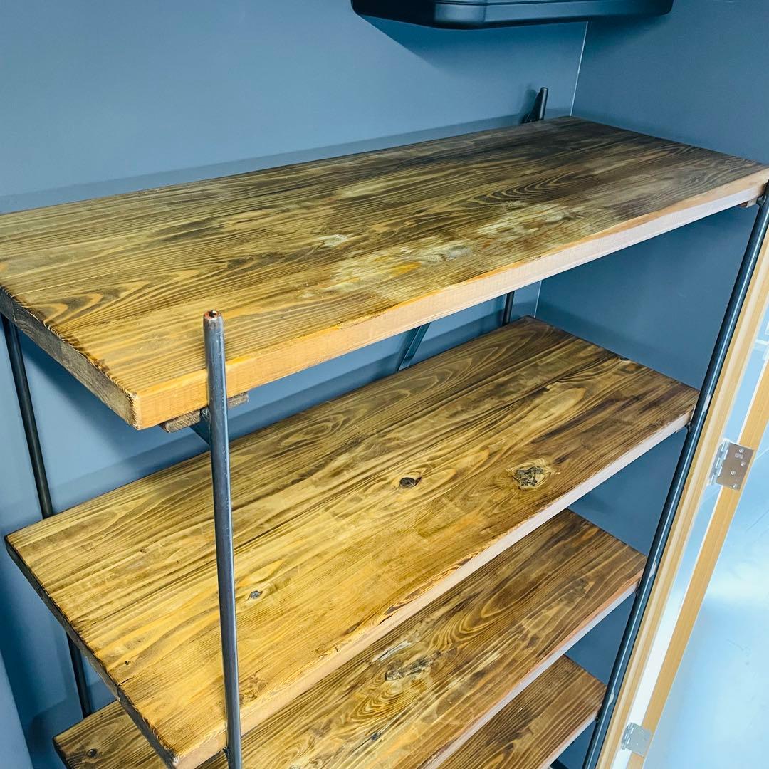 インダストリアル 5段シェルフ 幅100 高さ170 木製×スチール 店舗什器❶