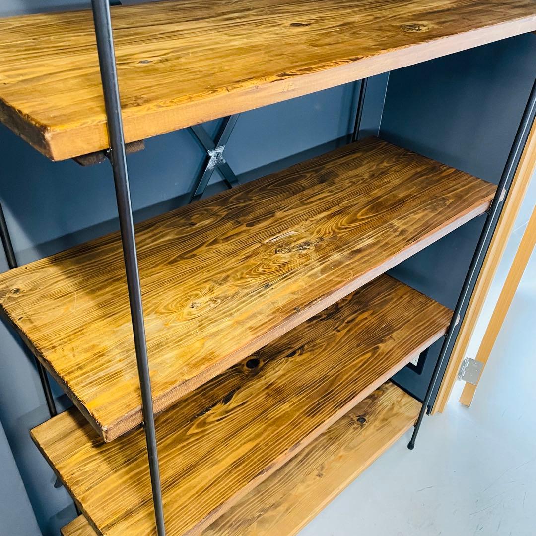 インダストリアル 5段シェルフ 幅100 高さ170 木製×スチール 店舗什器❶