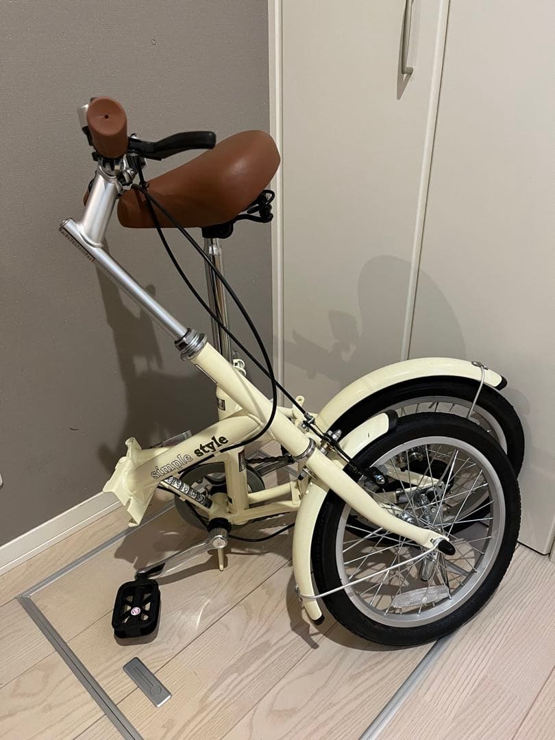 【発送可】アイボリー 折りたたみ自転車 クリーム　ブラウン