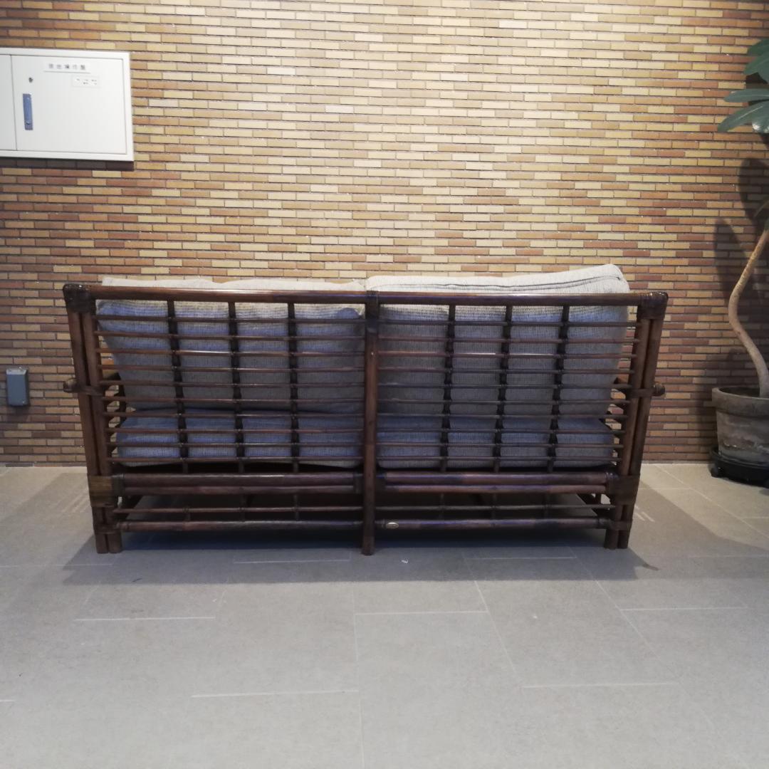 美品♠Kazama/カザマ ノネットシリーズ ラタンソファ