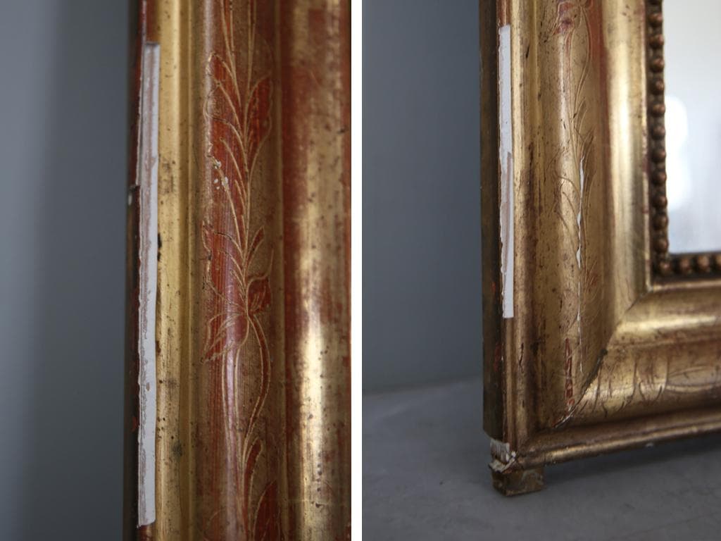 フランスアンティークルイフィリップ様式ミラー/ウォールミラー鏡(54-196)