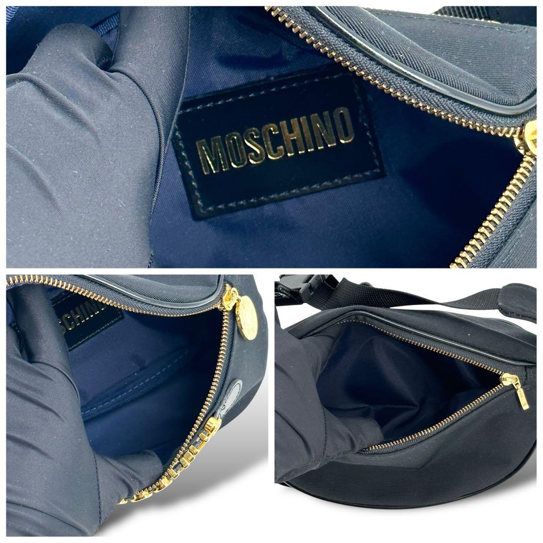 希少 未使用級 モスキーノ ビックロゴ ウエストバッグ ボディバッグ G金具