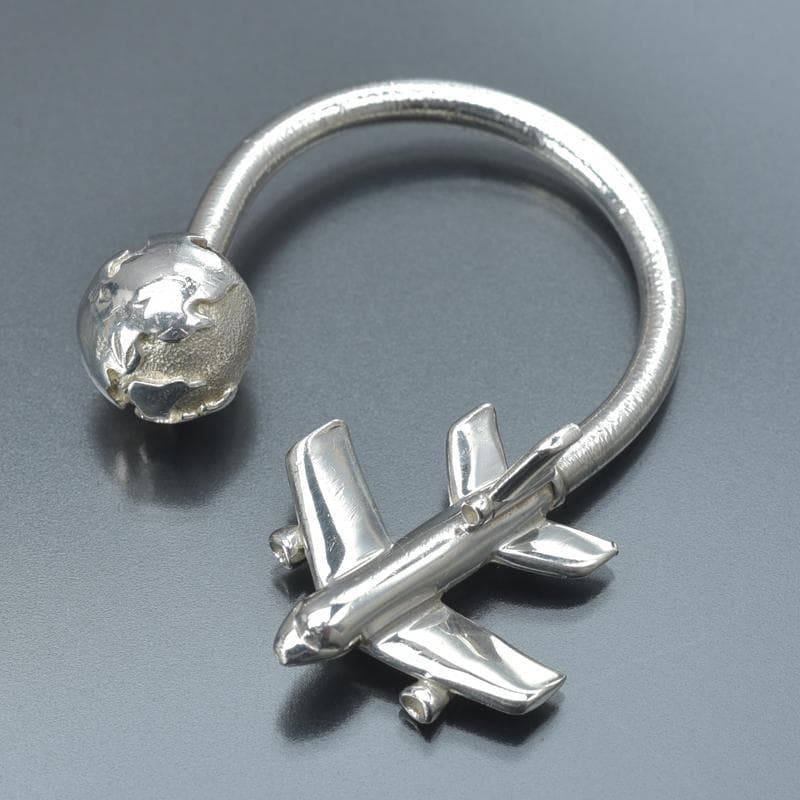 美品◇ティファニー 飛行機 地球 キーリング 925 スターリングシルバー 箱付