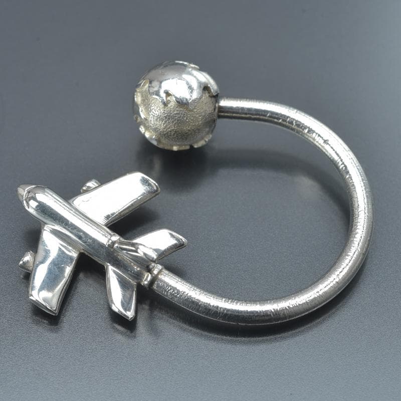 美品◇ティファニー 飛行機 地球 キーリング 925 スターリングシルバー 箱付