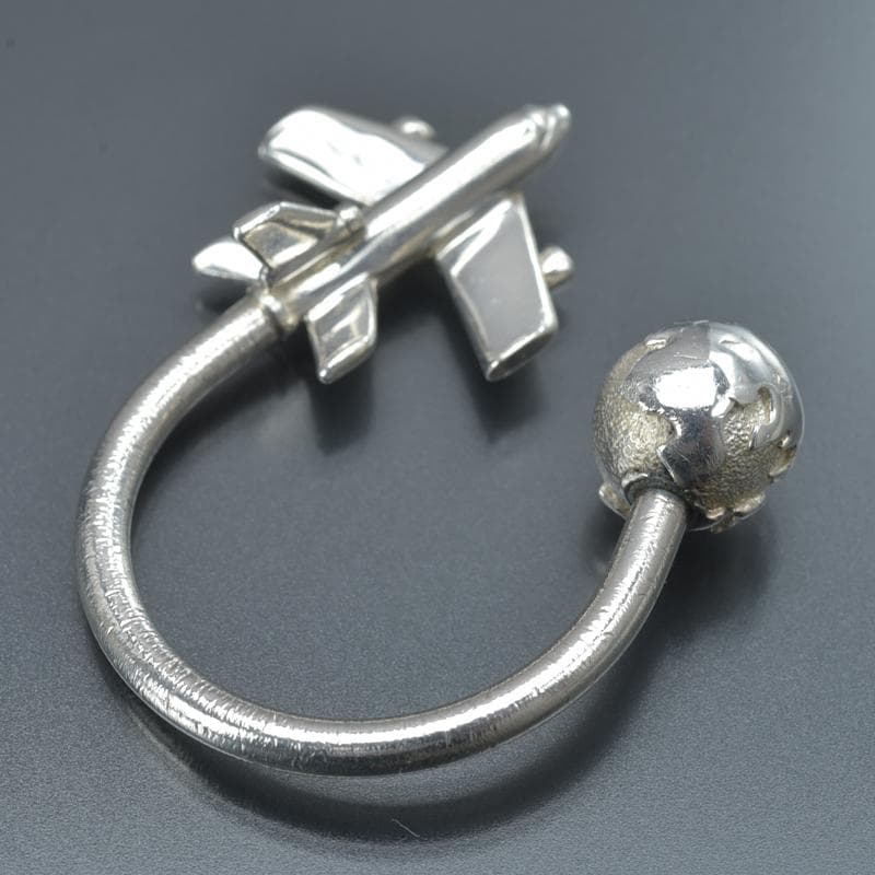 美品◇ティファニー 飛行機 地球 キーリング 925 スターリングシルバー 箱付