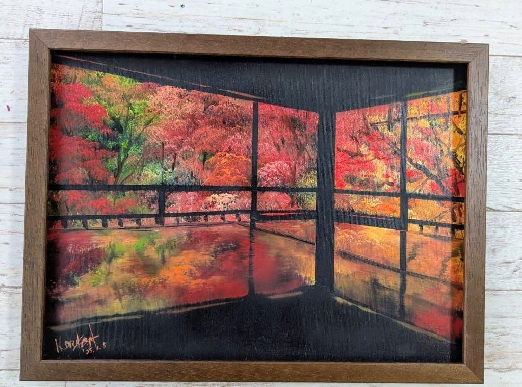 油絵・風景画　京都　瑠璃光院　紅葉