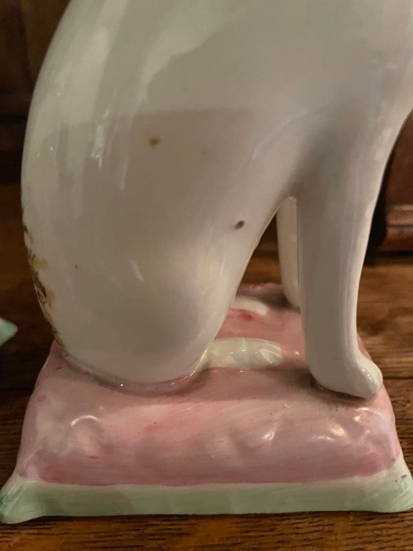 アンティーク雑貨 ANTIQUE STAFFORDSHIRE POTTERY SEATED CAT