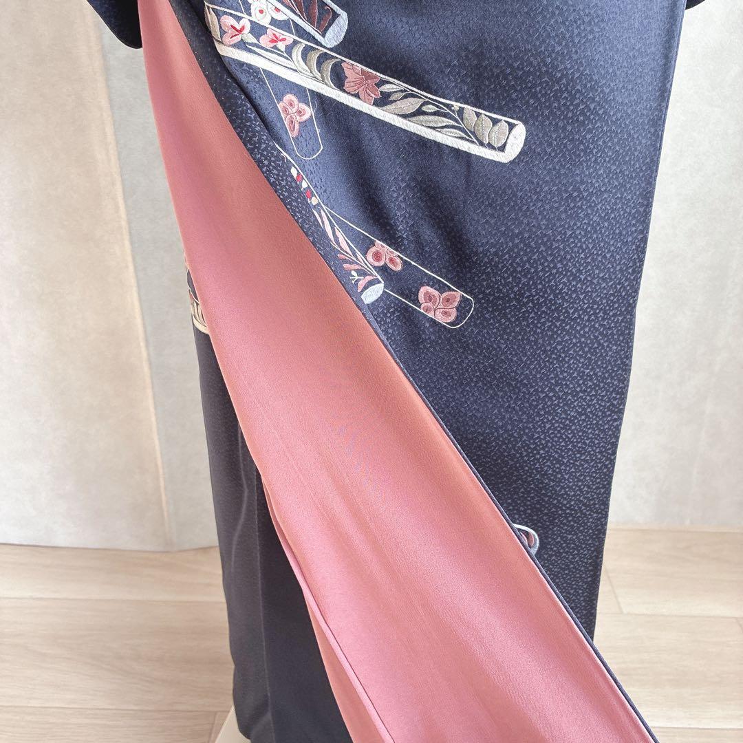 付け下げ　フルセット　着物　トールサイズ　Lサイズ　正絹　訪問着　手刺繍　N3