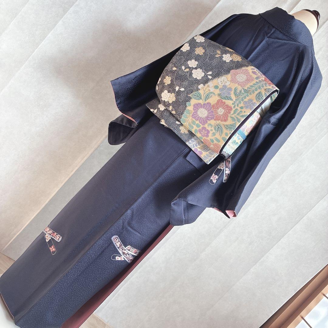 付け下げ　フルセット　着物　トールサイズ　Lサイズ　正絹　訪問着　手刺繍　N3