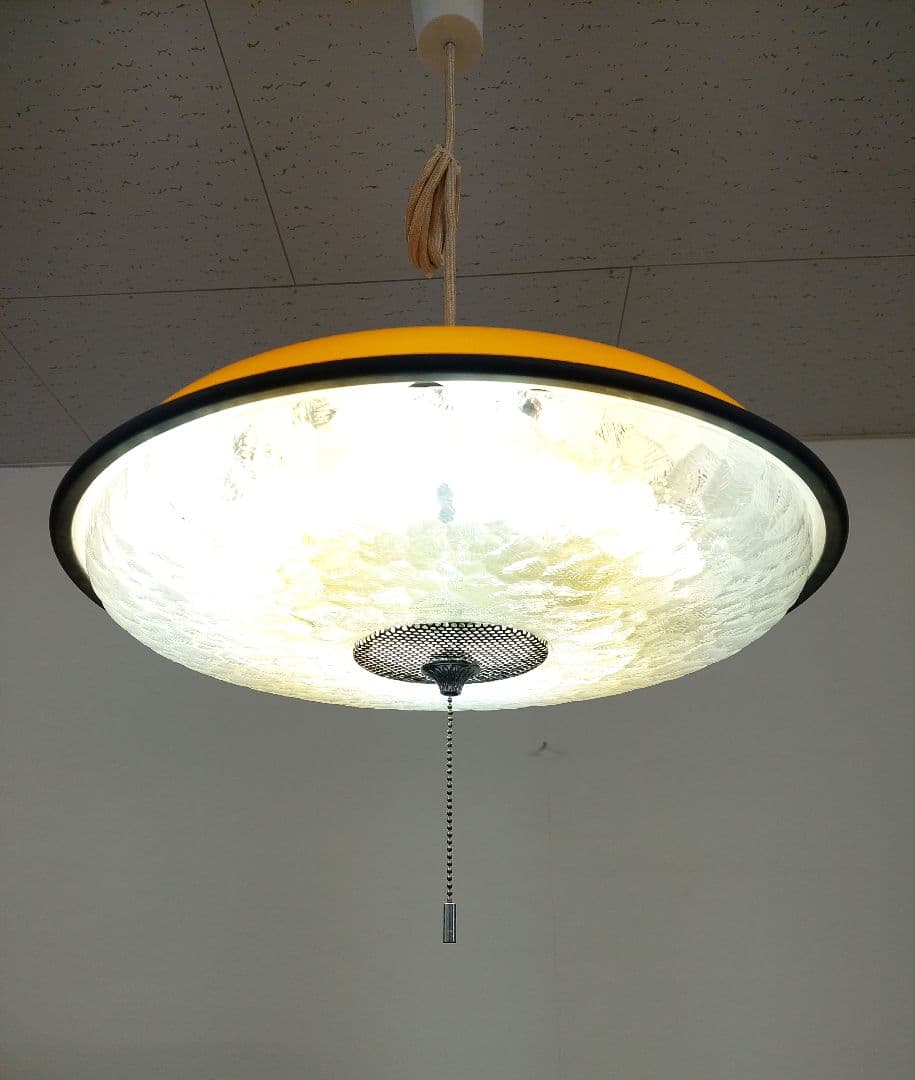 昭和レトロ オレンジ 吊り下げ ペンダントライト 蛍光灯 2灯 ナショナル