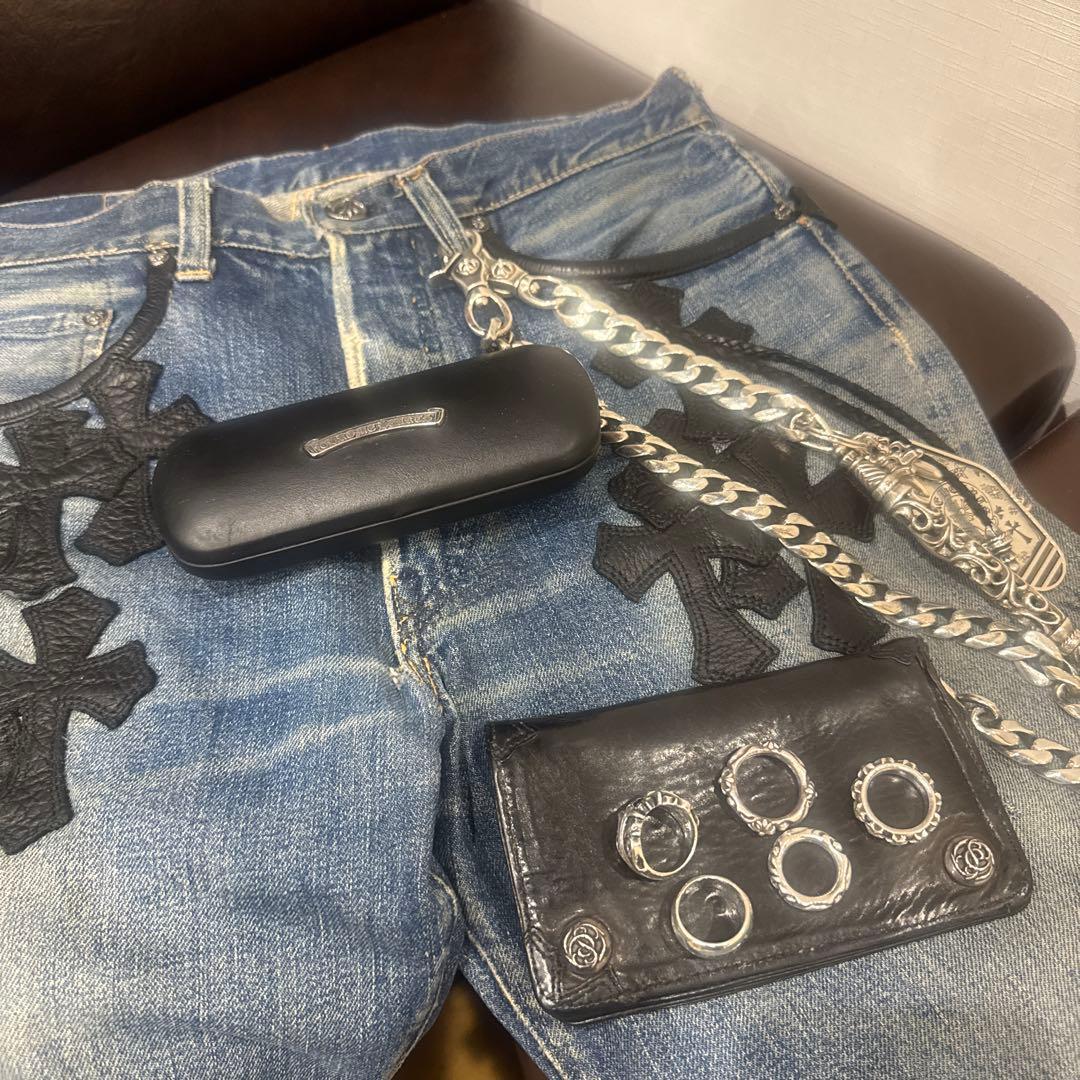 CHROME HEARTS/クロムハーツ スクロールラベル レザーメガネケース